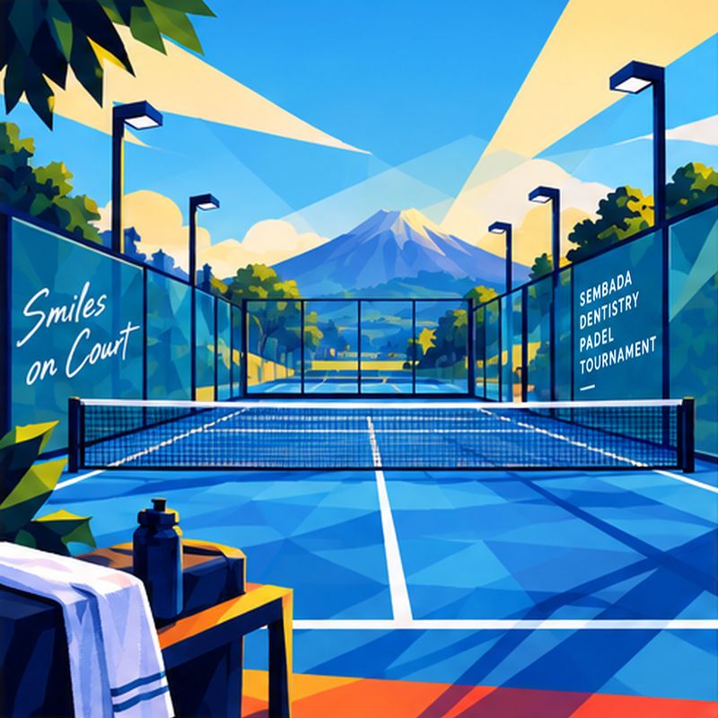 Lapangan padel Sembada Dentistry Padel Tournament dengan latar gunung